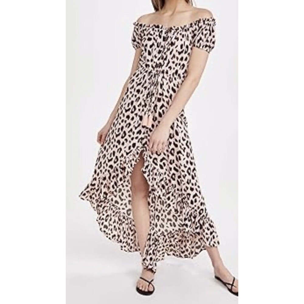 NEW Tiare Hawaii Riviera Maxi Dress‎ OS Pink Leopard Boho Flowy Festival